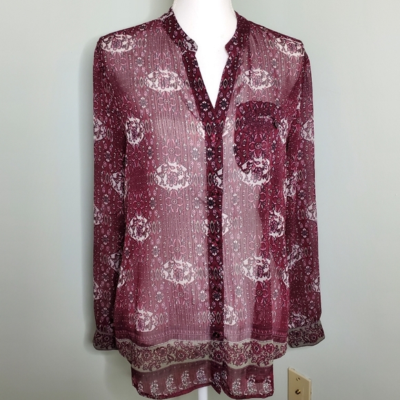 Kut from the Kloth Tops - KUT from the Kloth Sheer Long Sleeve Chiffon Boho Floral Blouse Size Medium